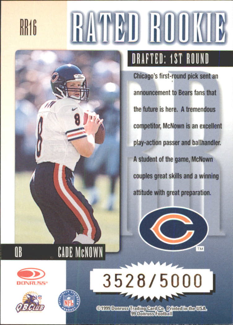 1999 Donruss Rated Rookies #RR16 Cade McNown back image
