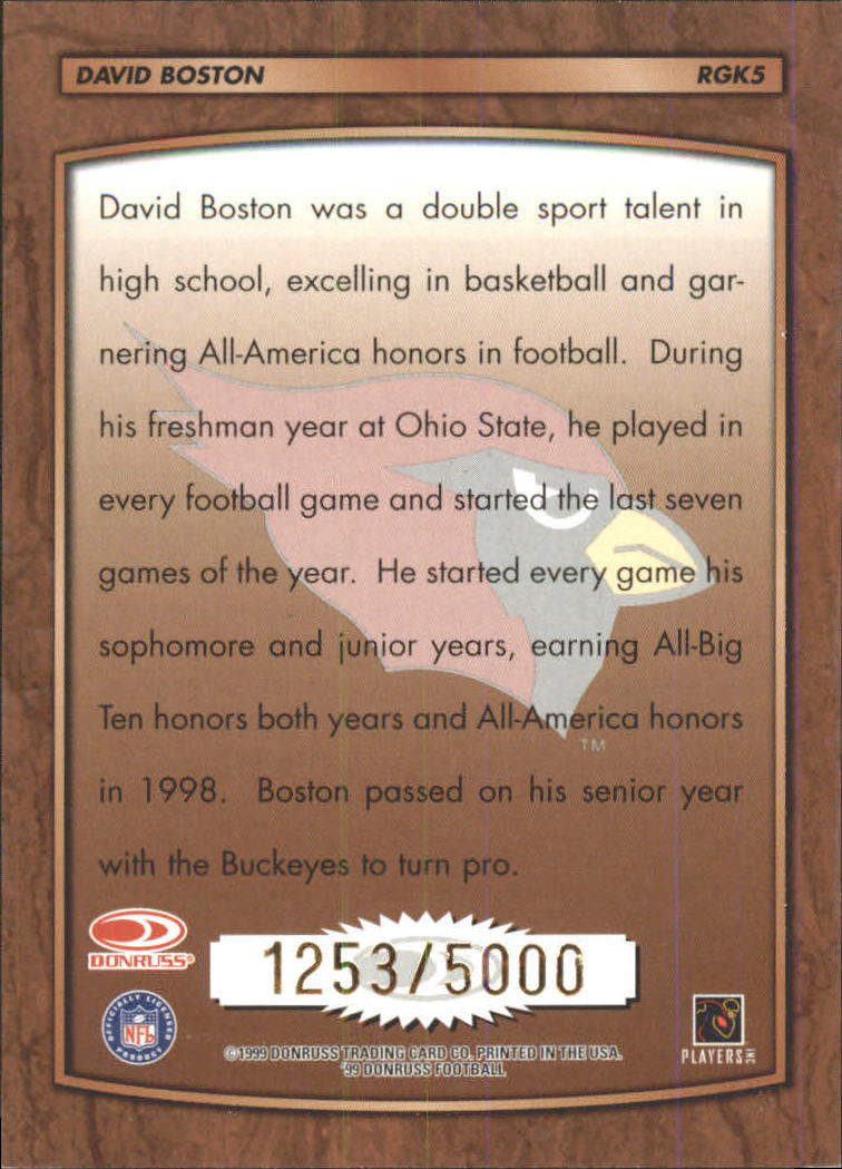1999 Donruss Rookie Gridiron Kings #RGK5 David Boston back image