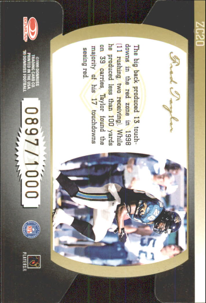 1999 Donruss Zoning Commission #20 Fred Taylor back image