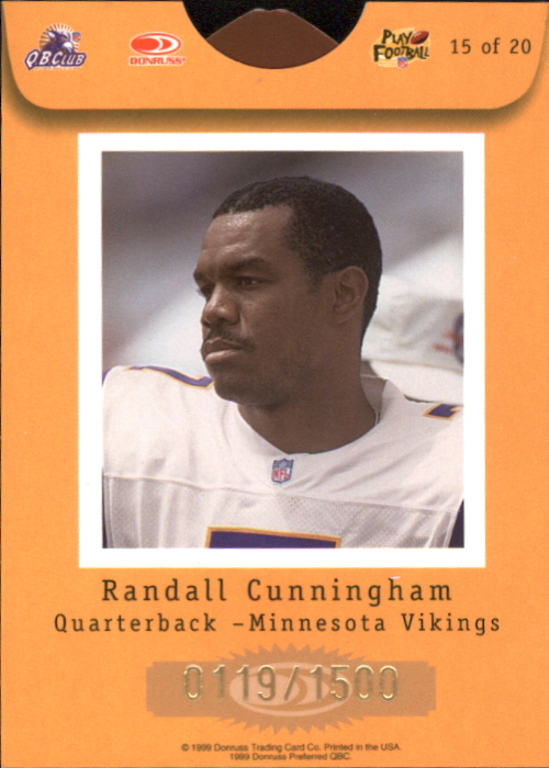 1999 Donruss Preferred QBC Passing Grade #15 Randall Cunningham back image