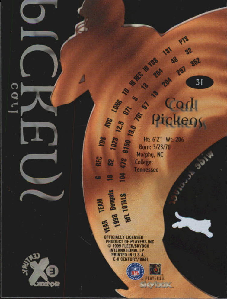 1999 E-X Century #31 Carl Pickens back image