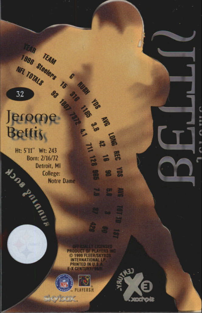 1999 E-X Century #32 Jerome Bettis back image