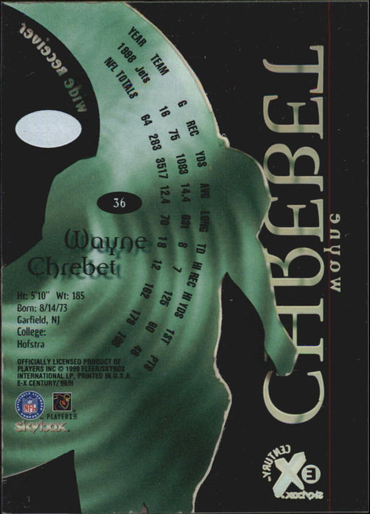 1999 E-X Century #36 Wayne Chrebet back image