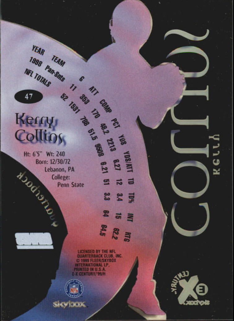 1999 E-X Century #47 Kerry Collins back image