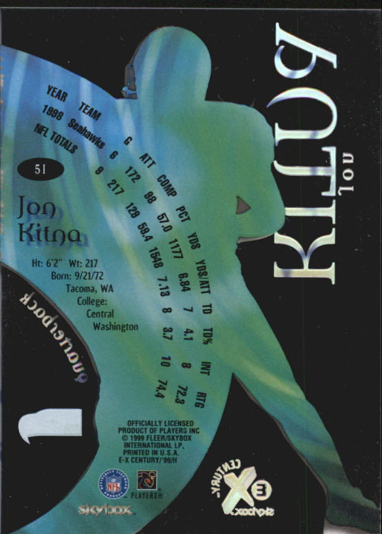 1999 E-X Century #51 Jon Kitna back image