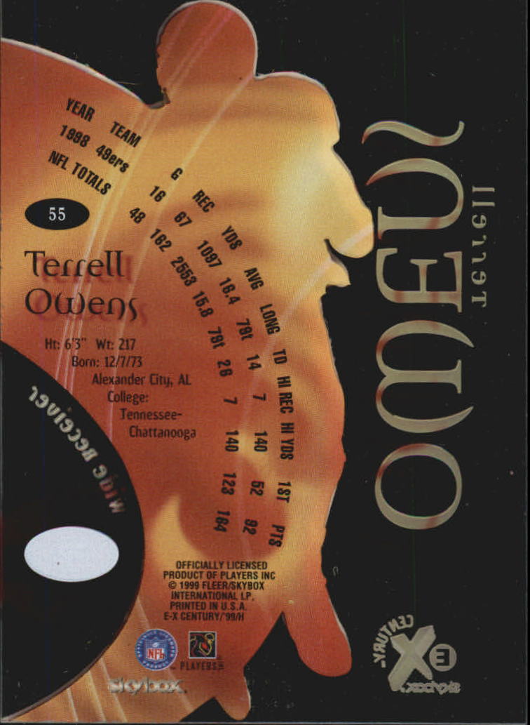 1999 E-X Century #55 Terrell Owens back image