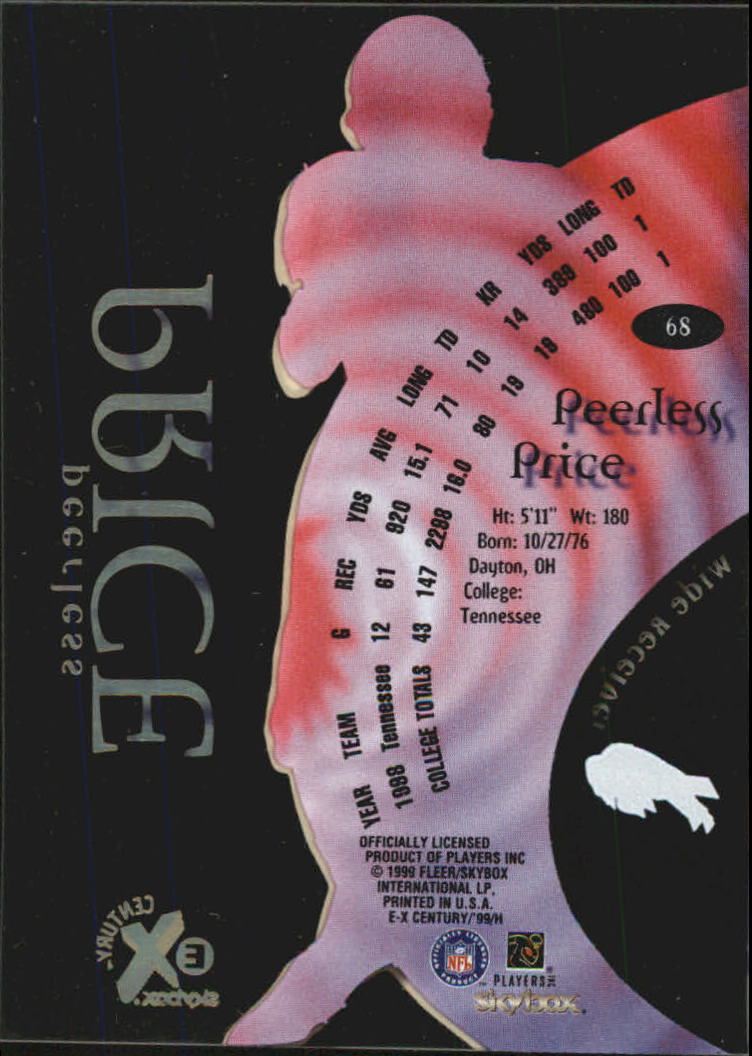 1999 E-X Century #68 Peerless Price RC back image