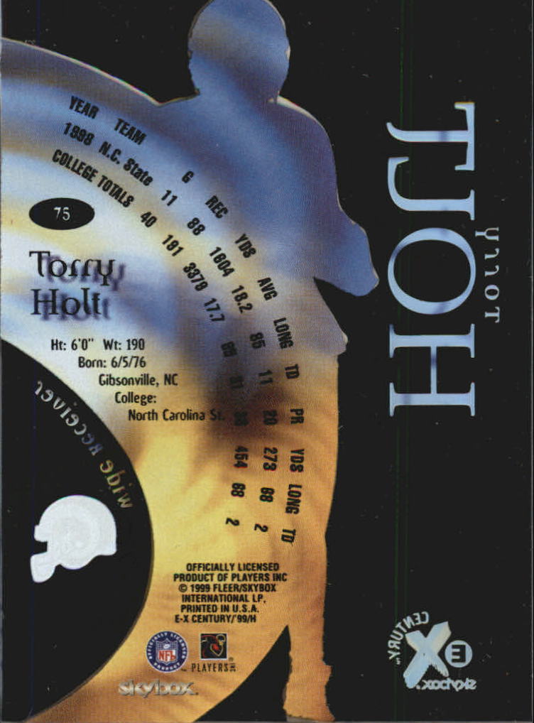 1999 E-X Century #75 Torry Holt RC back image