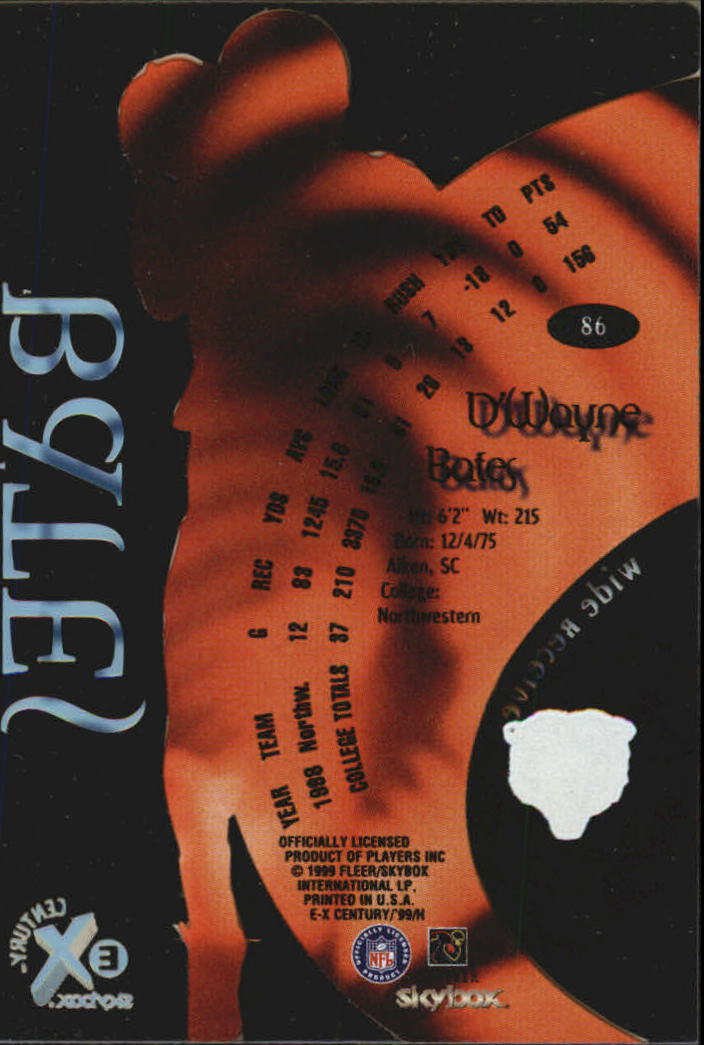 1999 E-X Century #86 D'Wayne Bates RC back image