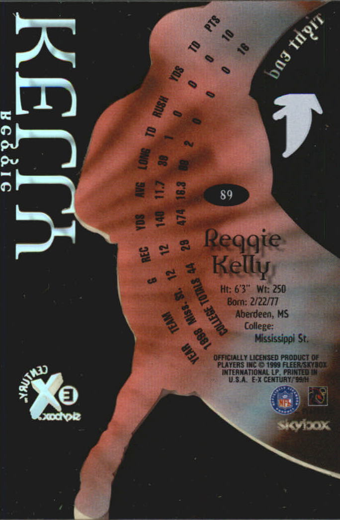 1999 E-X Century #89 Reginald Kelly RC back image
