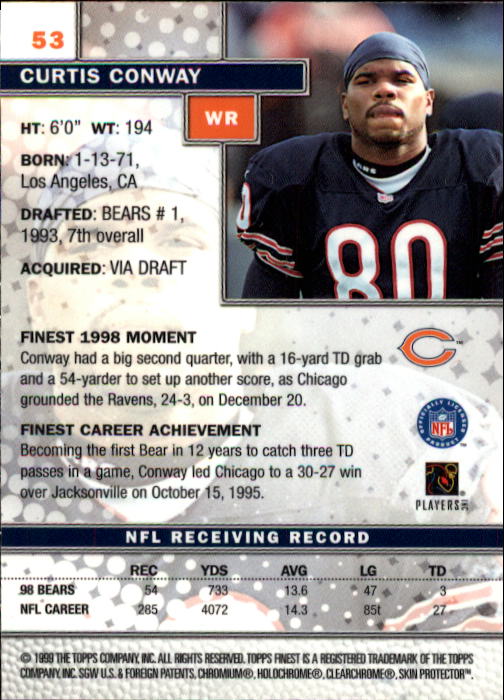 1999 Finest #53 Curtis Conway back image
