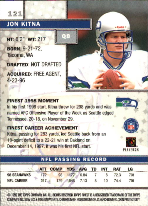 A1718- 1999 Finest FB Card #s 1-175 +Inserts -You Pick- 15+ FREE US SHIP - Picture 219 of 333