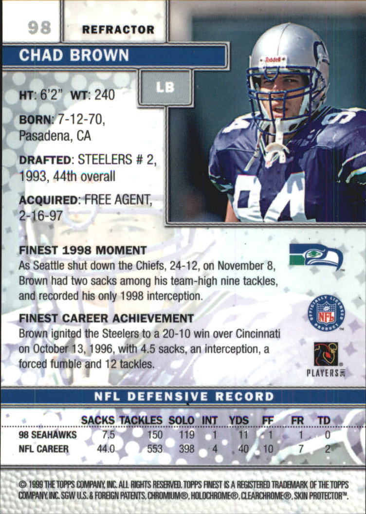 1999 Finest Refractors #98 Chad Brown back image