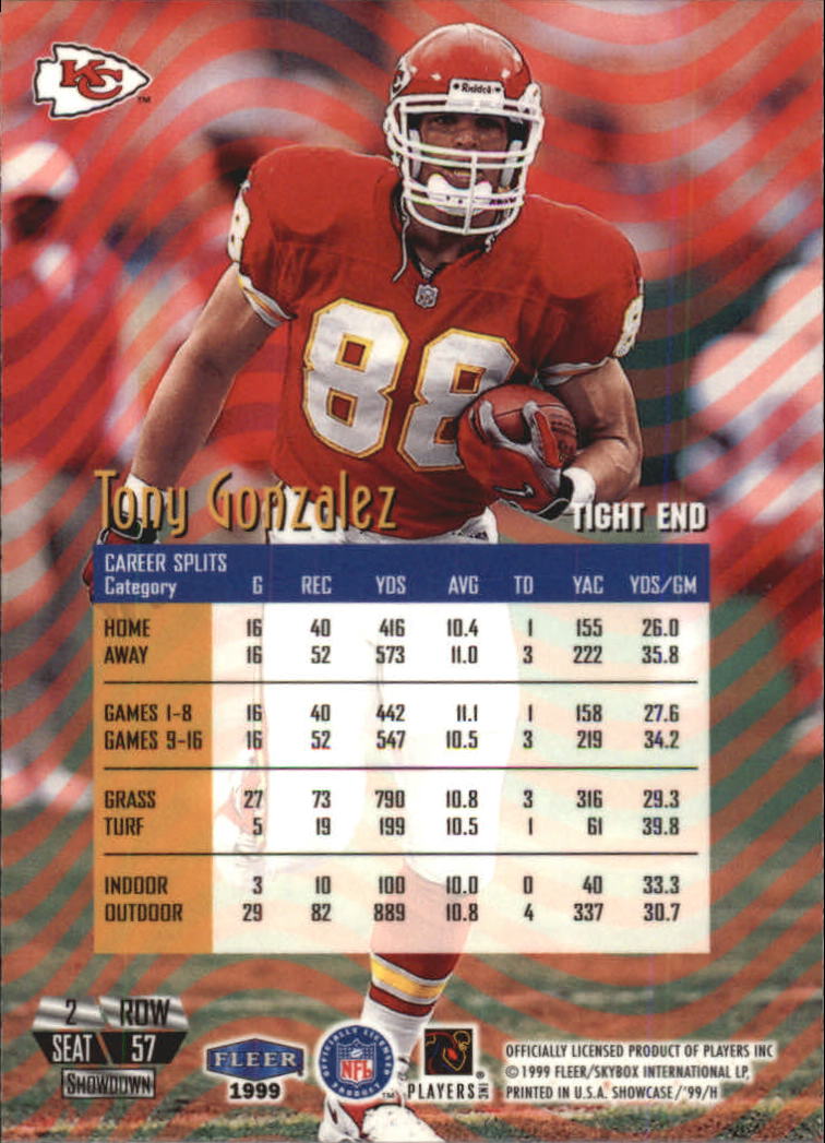 1999 Flair Showcase #57 Tony Gonzalez PN back image