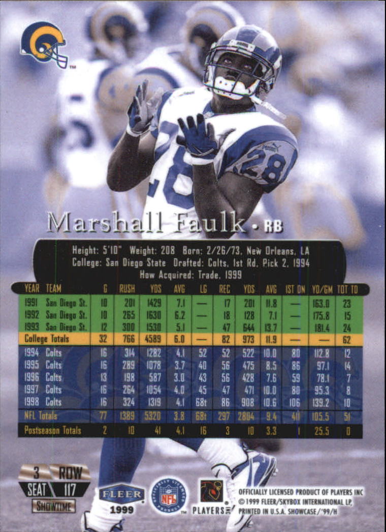 1999 Flair Showcase #117 Marshall Faulk back image