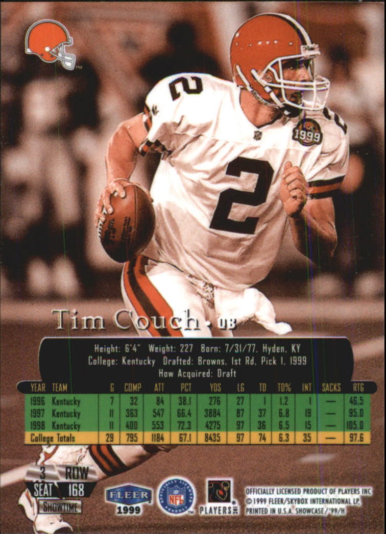 1999 Flair Showcase #168 Tim Couch RC back image