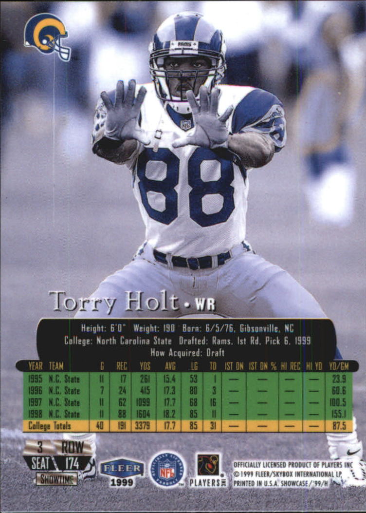 1999 Flair Showcase #174 Torry Holt RC back image