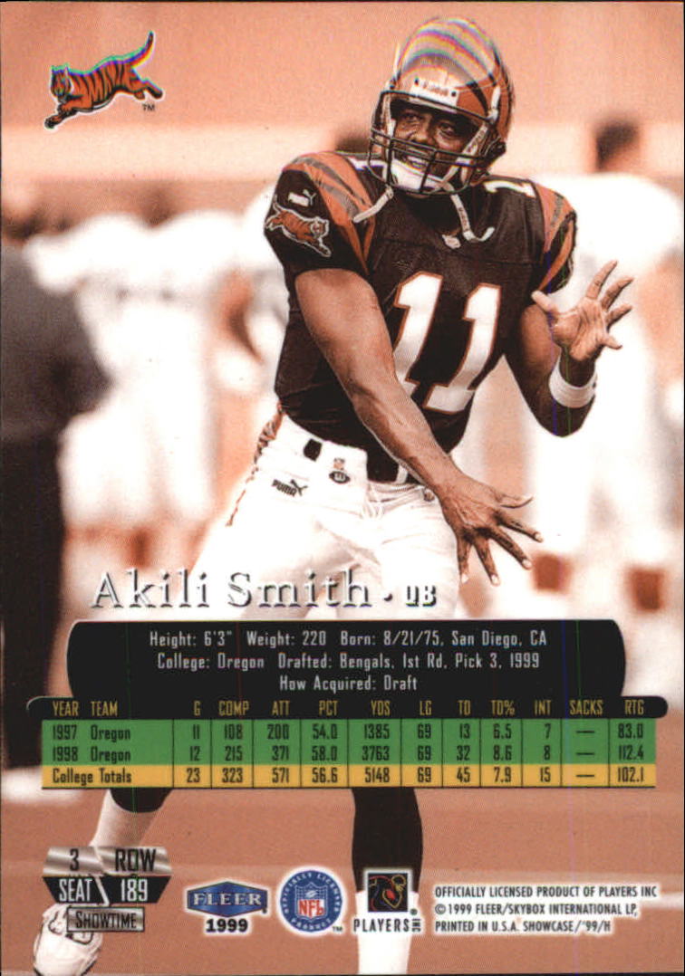 1999 Flair Showcase #189 Akili Smith RC back image