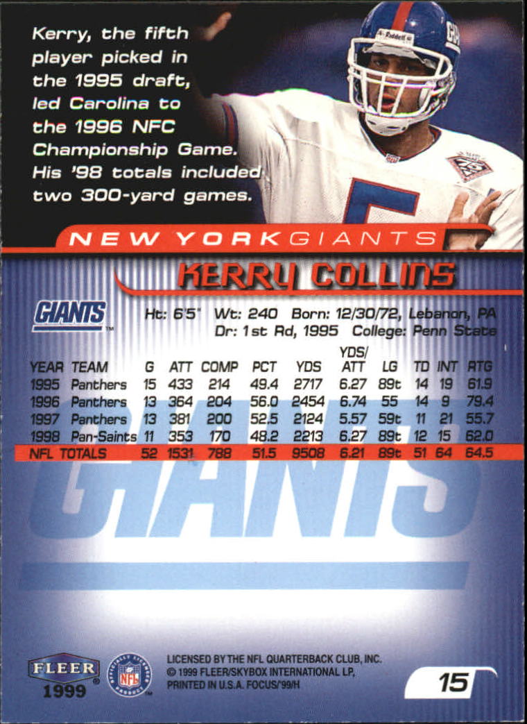 1999 Focus (Fleer) Football "Main Set" Base Cards - Picture 21 of 185
