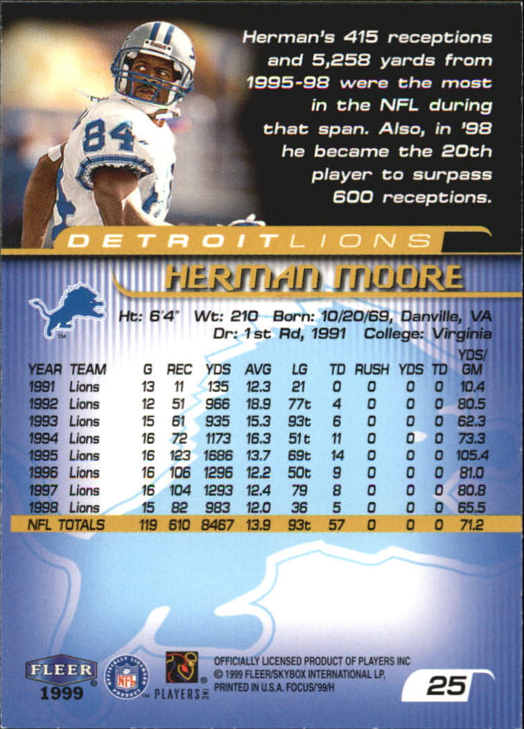 1999 Focus (Fleer) Football "Main Set" Base Cards - Picture 39 of 185