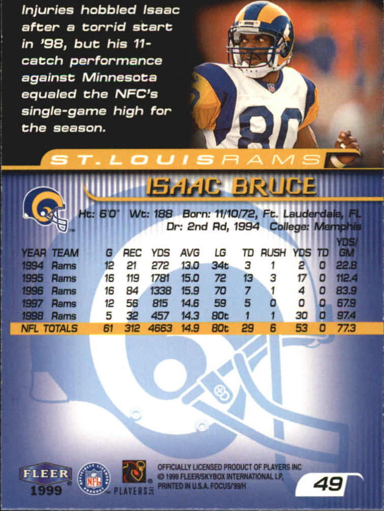 1999 Focus (Fleer) Football "Main Set" Base Cards - Picture 75 of 185
