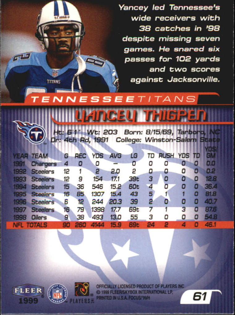 1999 Focus (Fleer) Football "Main Set" Base Cards - Picture 93 of 185
