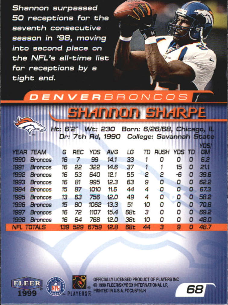 1999 Focus (Fleer) Football "Main Set" Base Cards - Picture 105 of 185