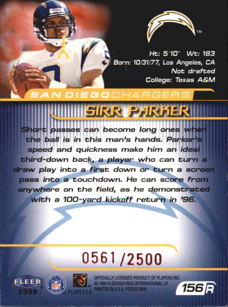 1999 Fleer Focus #156 Sirr Parker RC back image