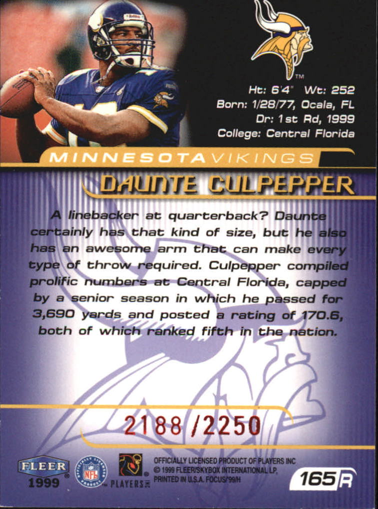 1999 Fleer Focus #165 Daunte Culpepper RC back image