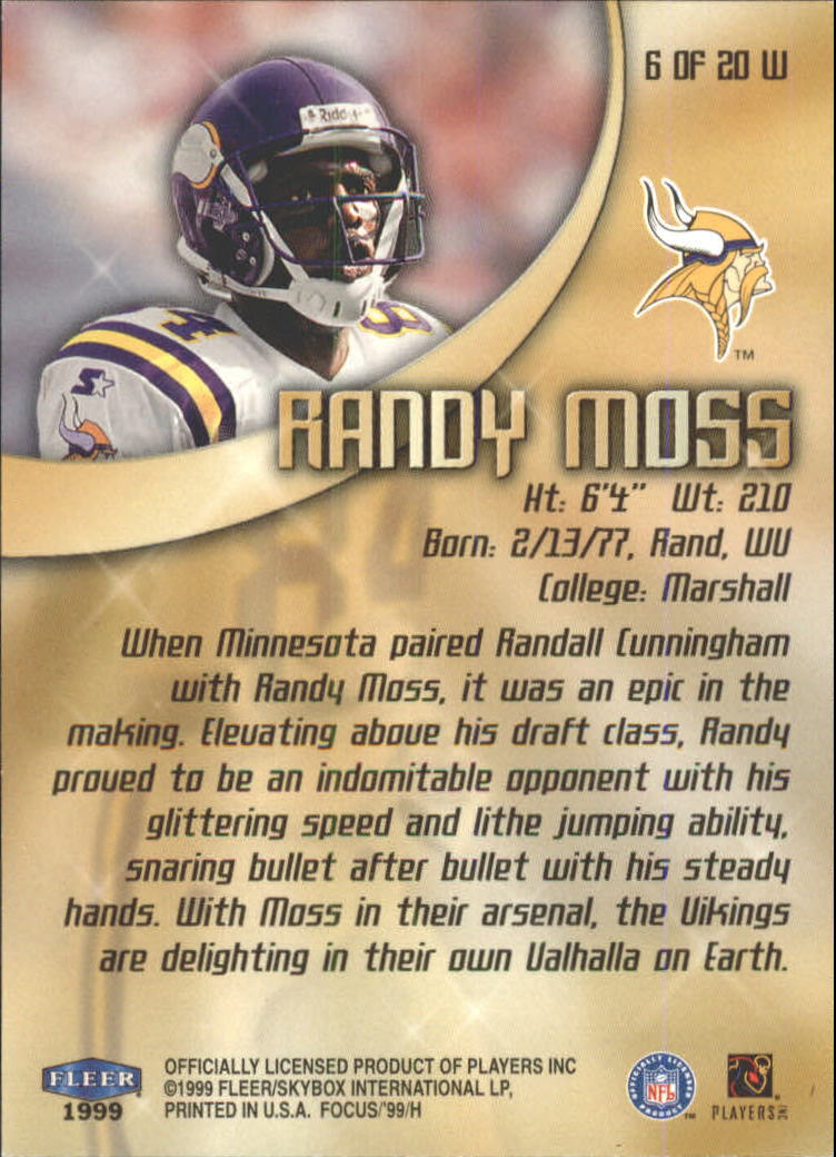 1999 Fleer Focus Wondrous #6W Randy Moss back image