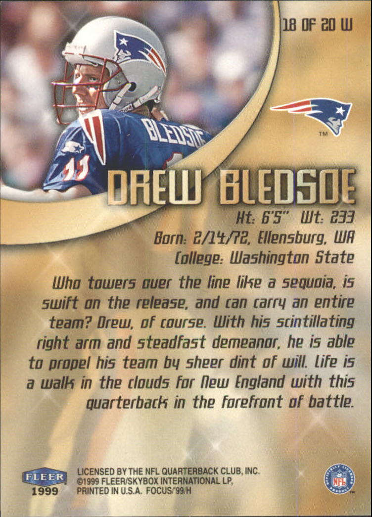 1999 Fleer Focus Wondrous #18W Drew Bledsoe back image