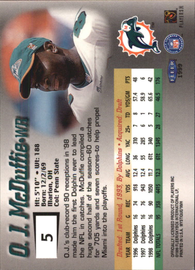 1999 Fleer Mystique #5 O.J. McDuffie back image