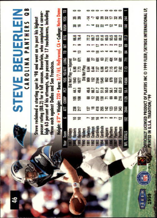 B2536- 1999 Fleer Tradition Football Card #s 1-203 -You Pick- 15+ FREE US SHIP - Picture 75 of 383