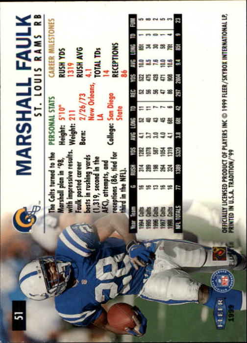 B2536- 1999 Fleer Tradition Football Card #s 1-203 -You Pick- 15+ FREE US SHIP - Picture 85 of 383