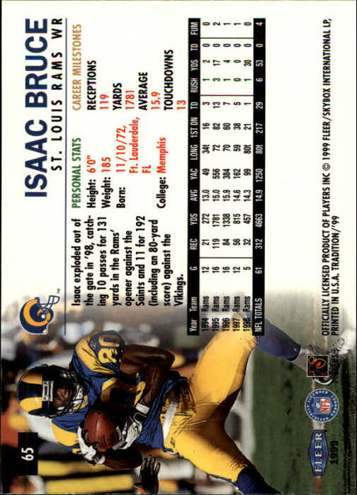 B2536- 1999 Fleer Tradition Football Card #s 1-203 -You Pick- 15+ FREE US SHIP - Picture 113 of 383