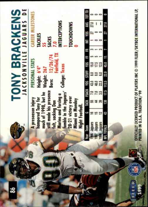 B2536- 1999 Fleer Tradition Football Card #s 1-203 -You Pick- 15+ FREE US SHIP - Picture 155 of 383