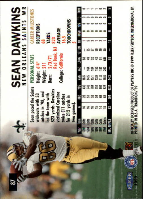 B2536- 1999 Fleer Tradition Football Card #s 1-203 -You Pick- 15+ FREE US SHIP - Picture 157 of 383
