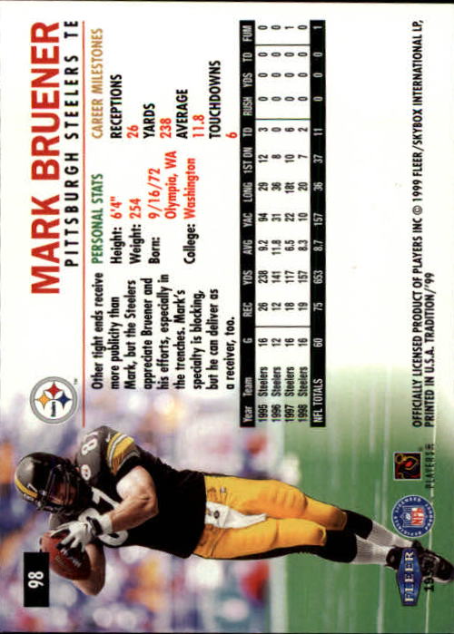 B2536- 1999 Fleer Tradition Football Card #s 1-203 -You Pick- 15+ FREE US SHIP - Picture 179 of 383
