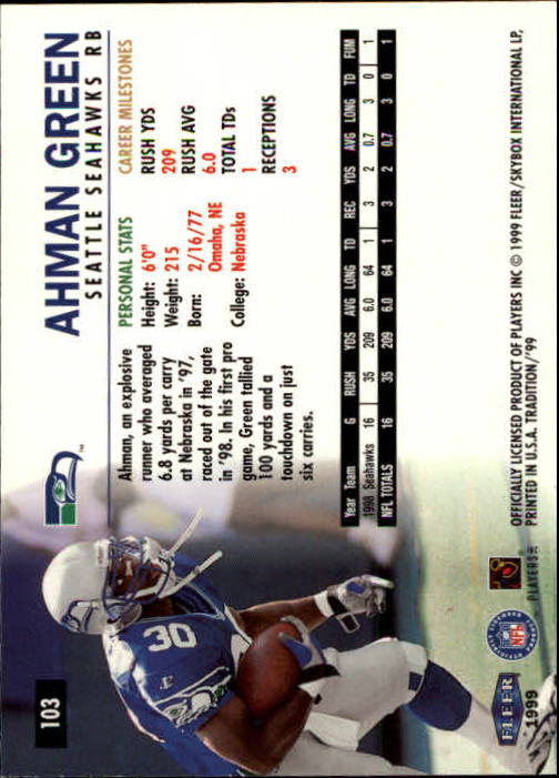B2536- 1999 Fleer Tradition Football Card #s 1-203 -You Pick- 15+ FREE US SHIP - Picture 189 of 383