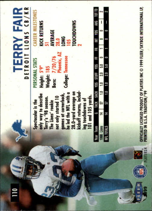 1999 Fleer Tradition #110 Terry Fair back image