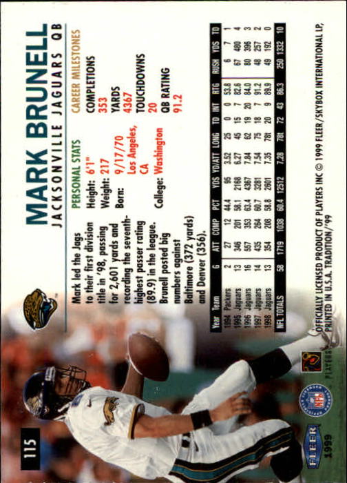B2536- 1999 Fleer Tradition Football Card #s 1-203 -You Pick- 15+ FREE US SHIP - Picture 213 of 383