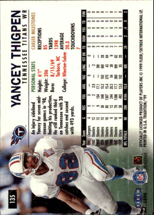 B2536- 1999 Fleer Tradition Football Card #s 1-203 -You Pick- 15+ FREE US SHIP - Picture 253 of 383