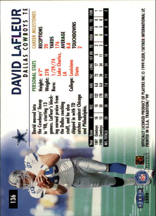 B2536- 1999 Fleer Tradition Football Card #s 1-203 -You Pick- 15+ FREE US SHIP - Picture 255 of 383