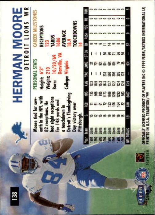B2536- 1999 Fleer Tradition Football Card #s 1-203 -You Pick- 15+ FREE US SHIP - Picture 259 of 383