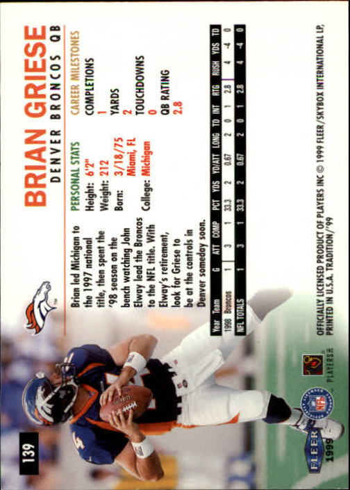 B2536- 1999 Fleer Tradition Football Card #s 1-203 -You Pick- 15+ FREE US SHIP - Picture 261 of 383