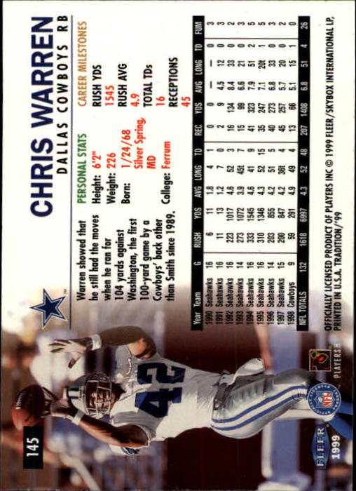 B2536- 1999 Fleer Tradition Football Card #s 1-203 -You Pick- 15+ FREE US SHIP - Picture 273 of 383