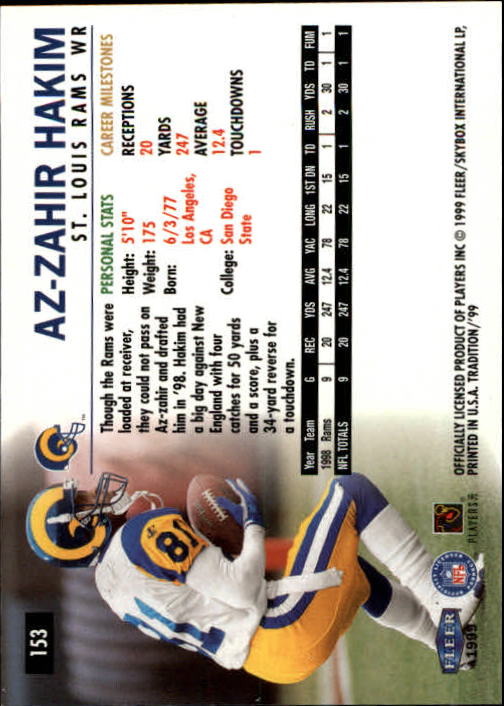 B2536- 1999 Fleer Tradition Football Card #s 1-203 -You Pick- 15+ FREE US SHIP - Picture 287 of 383