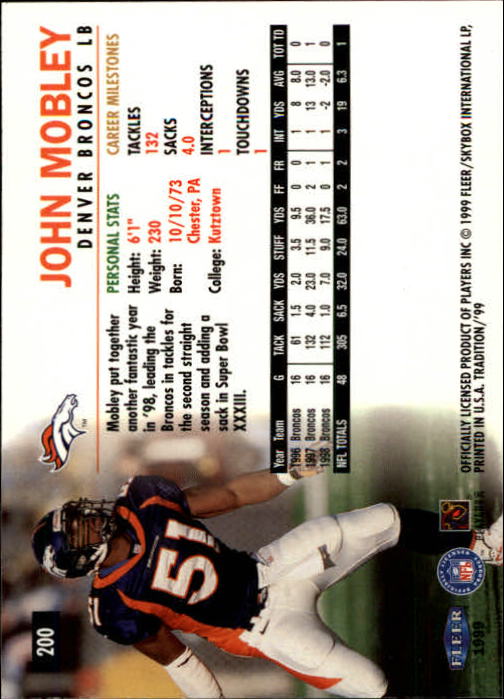 B2536- 1999 Fleer Tradition Football Card #s 1-203 -You Pick- 15+ FREE US SHIP - Picture 377 of 383