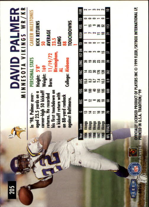 1999 Tradition (Fleer) Football "Main Set" Base Cards #151 to #300 - Picture 107 of 285