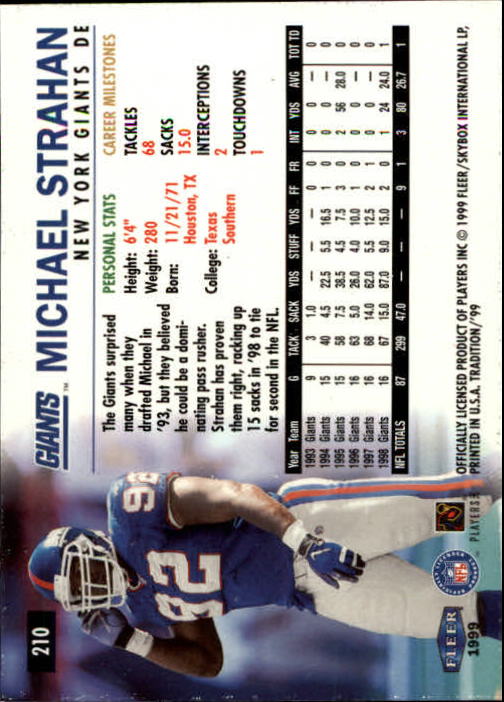 1999 Tradition (Fleer) Football "Main Set" Base Cards #151 to #300 - Picture 115 of 285